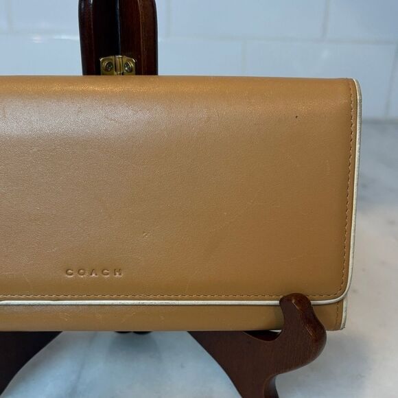 Coach Wallet Leather Vintage Tan Full Sized Bifold Designer Clutch - Picture 3 of 16